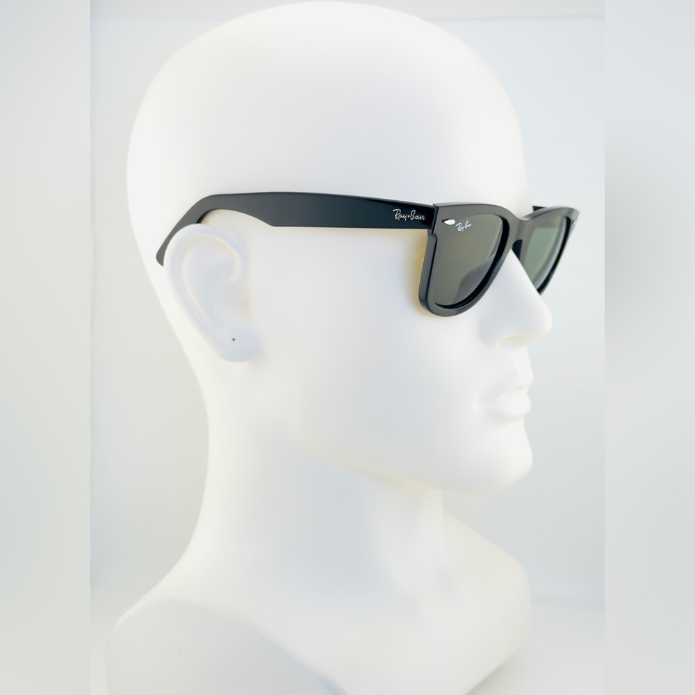 Ray-Ban Sunglasses RB2140 Wayfarer Classic UNISEX! Acetate black Green Lenses - Picture 5 of 14